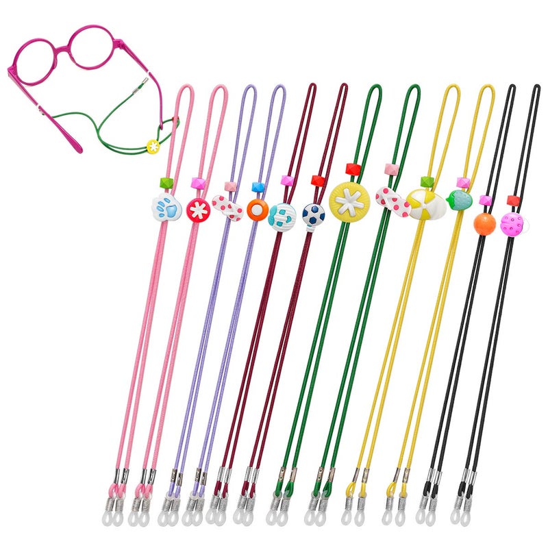 HALF CRESCEN Kids Glasses Strap (Pack of 12) - Multicolor Cartoon Style - Nylon Material - Image 1